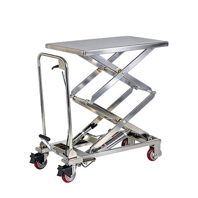 TFD15S Stainless Steel Manual Scissor Lift Cart - Heavy Duty Double/Triple Hydraulic Lift Table